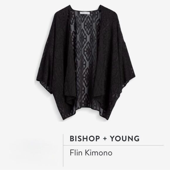 Anthropologie Tops - Anthropologie Bishop & Young Black Flin Burnout Kimono Cardigan Swim Cover XS NW
